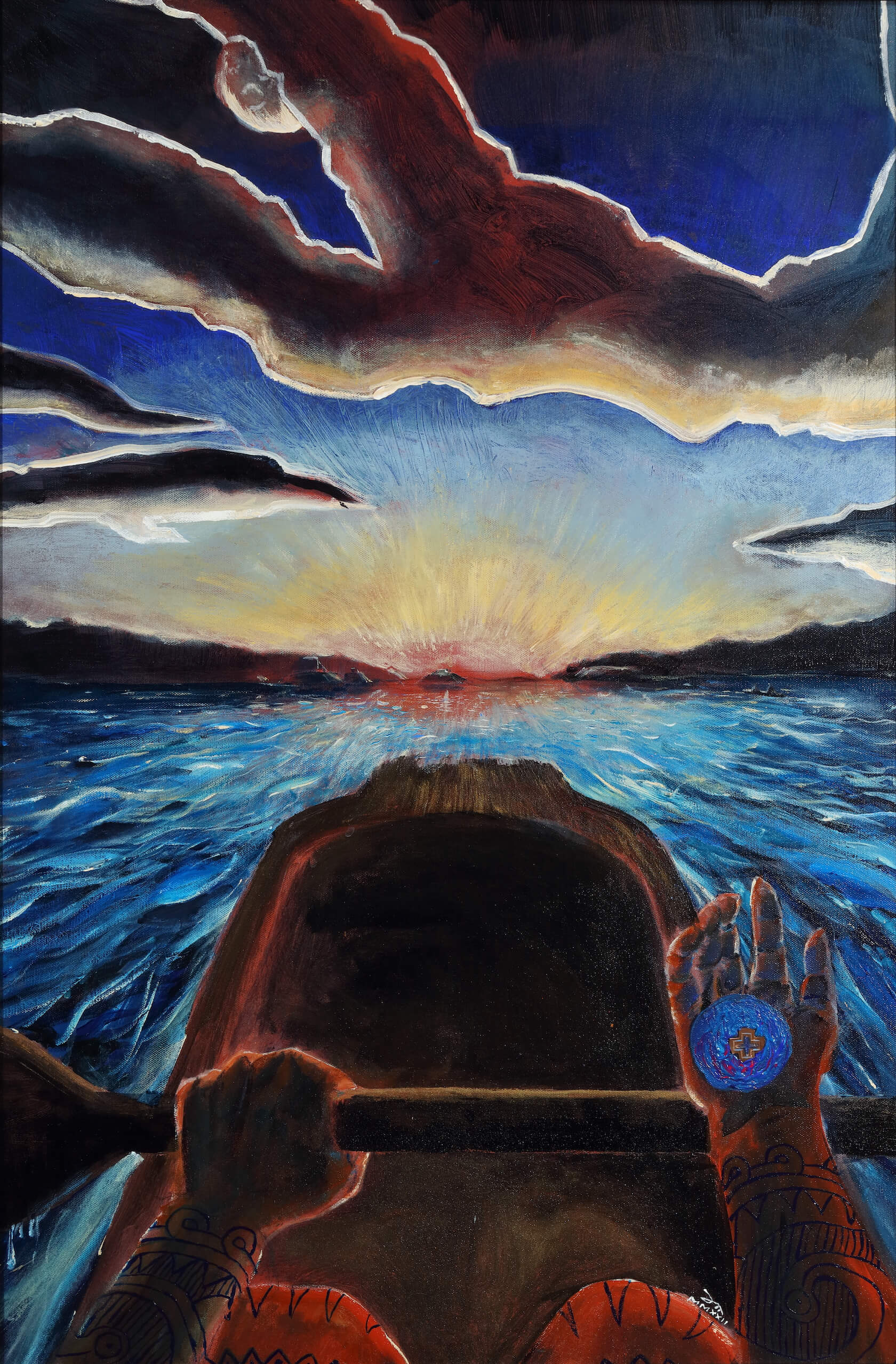 Dustin Illetewah Mater, Sunset at Tuscumbia Landing, 2022